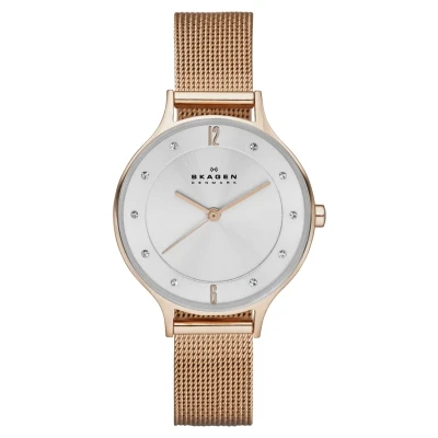 Imagen de Skagen Anita Lille reloj para mujer, movimiento de cuarzo con correa acero o piel, Tono oro rosa y blanco, 30MM