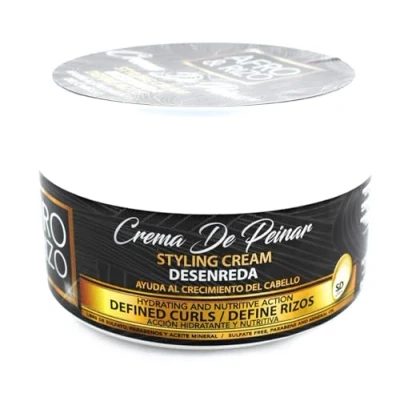Imagen de Afro &amp; Rizo Crema de Peinado para Rizos Definidos Hidratante y Nutritiva con Mantecas Cacao Karité Enriquecida Biotina Crecimiento Saludable del Cabello, Crema, 236 ml