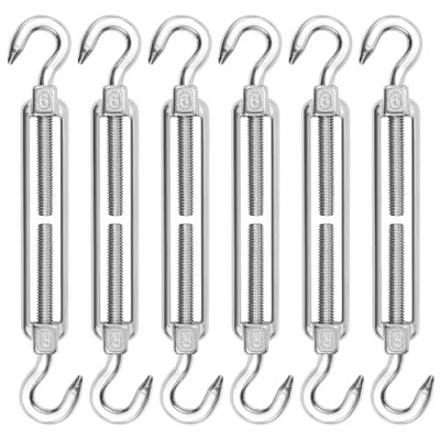 Imagen de Tensores De Acero Inoxidable, 6 Piezas Tensor Cable M6 Alta Resistencia, Gancho Alambre, Ajustable con dos Ganchos, Accesorios para Cuerda Toldos Rope y Tendederos