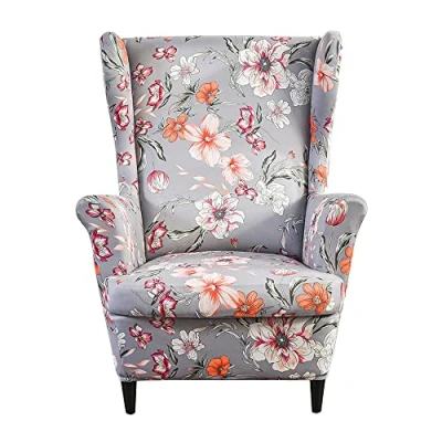 Imagen de Meigeh Fundas de Sillón orejero elástica 1 Plaza Estampado para sillones con Respaldo ala Cubre Sala Estar Fructífero