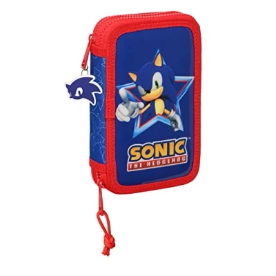 Imagen de PLUMIER DOBLE PQÑO 28 pcs SONIC &quot;LET&#039;S ROLL&quot;