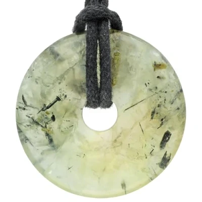 Imagen de Lebensquelle Plus Donut de piedras preciosas Prehnita diámetro 30 mm colgante, Piedra semipreciosa,