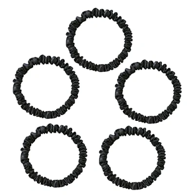 Imagen de Townssilk 22 Momme Pure Silk 100% Scrunchies Paquete de 5 para mujeres Seguro el cabello Negro