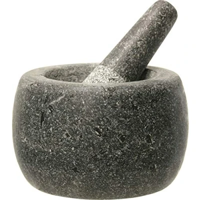 Imagen de JADE TEMPLE Mortero de Piedra con Maja, Granito Macizo 14 cm diámetro y 10 Altura, Gris