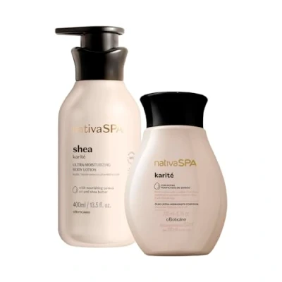 Imagen de O Boticário Nativa SPA Karité Set Regalo Cuidado de la Piel con 2 Productos Crema Hidratante Corporal 400ml y Aceite Perfumado 200ml