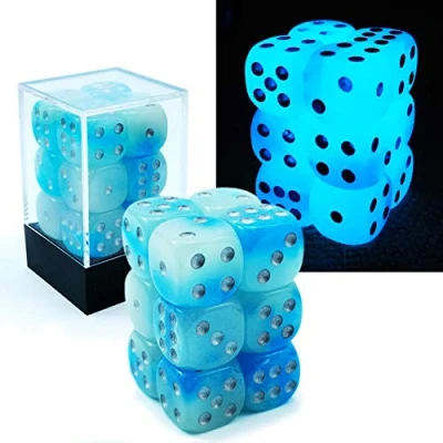 Imagen de Bescon Two Tone Glowing Dice D6 16mm 12pcs Set of Icy Rocks, Six Sided Die (12) Block
