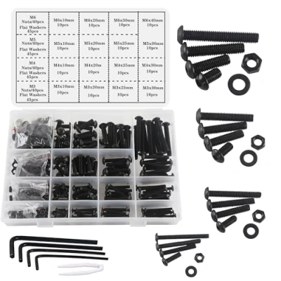 Imagen de huruirui 500pcs Tuercas y Tornillos M3 M4 M5 M6 Juego de Hexagonales Allen Acero con al Carbono Negro Tuerca Perno Arandela Plana Llaves
