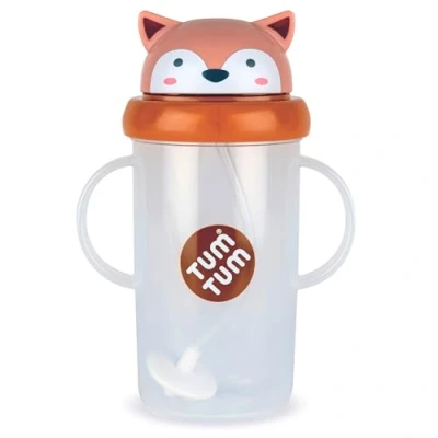 Imagen de TUM Tippy Up Vaso para beber de flujo libre (sin válvula), taza niños pequeños, 200 ml, sin BPA (zorro fergus 300 ml)