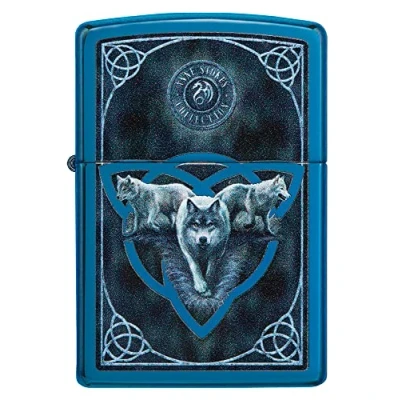 Imagen de ZIPPO Wolf Design Color Image/Chrome out High Polish Blue Mechero de tormenta, Recargable, en Caja Regalo