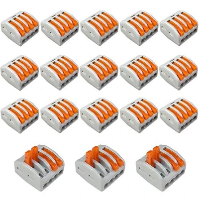 Imagen de Aiqeer 18 Piezas PCT 214 Palanca Tuerca Cable Conectores Set, 4 Puertos Conector de Conductor Compacto, Rápido Resorte Bloque Terminal