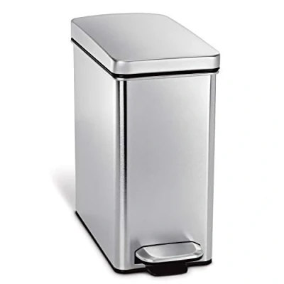 Imagen de simplehuman CW1898CB cubo estrecho con pedal, acero inoxidable cepillado, 10 L