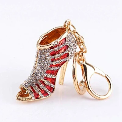 Imagen de oueaen Colgante Llavero Nuevo Zapato de Cristal tacón Alto con Diamantes imitación Bolso Cadena Regalo