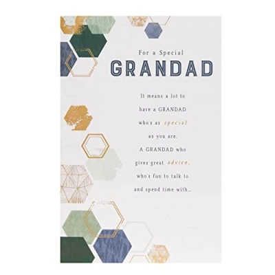 Imagen de UK Greetings Tarjeta de cumpleaños para abuelo, diseño geométrico, multicolor, 137 mm x 210