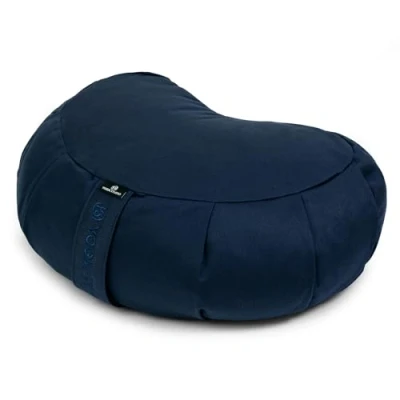 Imagen de Yoga Studio YS/EU CRES/Cushion/Nvy European Organic Crescent Zafu 42 x 13 18 cm Puf de meditación con Funda algodón, Casco Trigo sarraceno. Azul Marino, Unisex, Normal