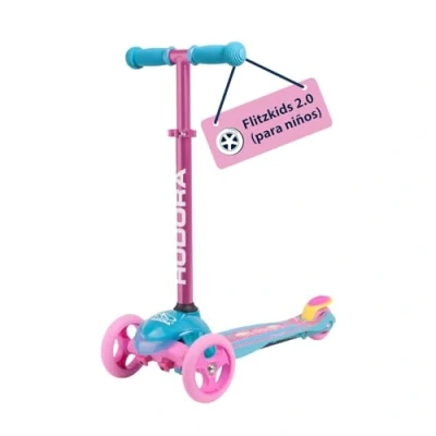 Imagen de HUDORA Scooter Flitzkids 2.0 I Patinete para niños resistente con amplia plataforma de tres ruedas mini ajustable en altura y portátil hasta 50 kg aluminio
