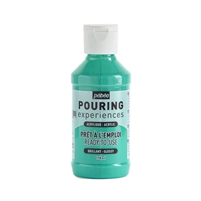 Imagen de Pebeo Experience 118ml Pouring Experiences Pintura acrílica premezclada Lista para Usar, Ideal Arte Fluido, Azul Y Verde, 118 ml,