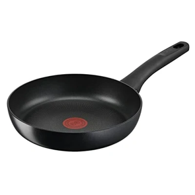 Imagen de Tefal Sartén Hard Titanium On antiadherente de 28 cm, revestimiento Thermo Signal, base Fusion, resultados rápidos, embalaje ecológico, fabricado Francia, apto inducción