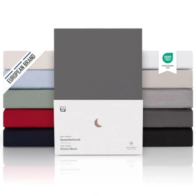 Imagen de Blumtal Juego de 2 SábanasBajera Ajustable Premium 150 g/m² Sábana Bajera Super Suave 100% algodón Franela, para colchón 25 27 cm Altura, Moonlight Grey Gris, Cama 90: 90 x 190/200cm