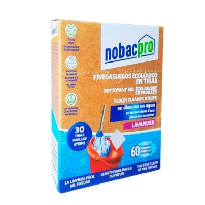 Imagen de NobacPro Fregasuelos en Tiras Ecológico 60 Lavados 30 Aroma Lavanda Limpiador de Suelos Vegano, Sin Plásticos, Respetuoso con Mascotas y el Medio Ambiente Fragancia Fresca