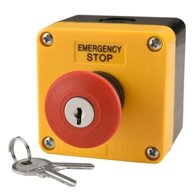 Imagen de Heschen interruptor de parada emergencia a prueba mal tiempo rojo botón 660V 10A con caja y llave