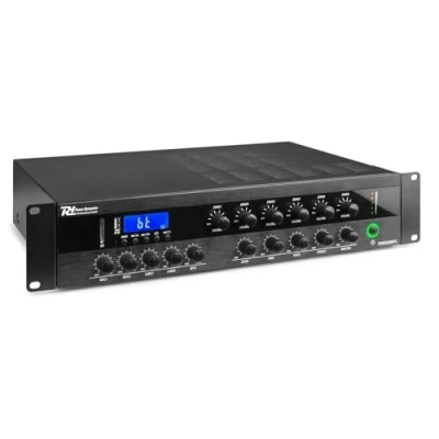 Imagen de Power Dynamics PDW360MP3 Amplificador, Mezclador, Amplificador de 6 Zonas, 360 vatios, Bluetooth, MP3, línea 100 V, entradas RCA, Entrada micrófono, EQ 3 Bandas, Multi Zona