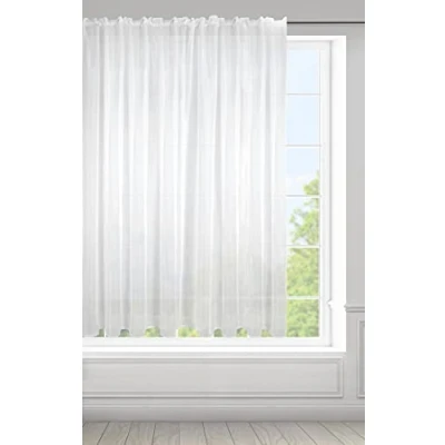 Imagen de Eurofirany Lucy Cortina de Velo Liso Transparente con Trenza Fruncido 1 ud. para Dormitorio, Salón Elegante 100% Poliéster
