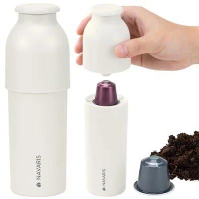 Imagen de Navaris Reciclador de cápsulas café Separa la cápsula Aluminio Reciclaje Efectivo Separador orgánico Fácil Usar y Limpiar Blanco