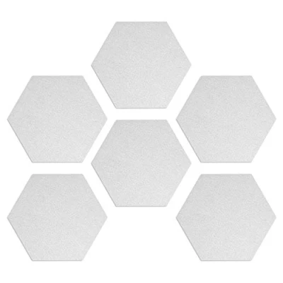 Imagen de Navaris Hexágono de fieltro autoadhesivo Set 6 paneles adhesivos pared 15 x 17.7 CM Tablones para dormitorio oficina baño cocina Blanco