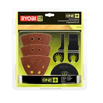 Imagen de Ryobi RAK15MT 5132002809 Juego de accesorios madera para multiherramienta RMT1801M, incluye hojas sierra inmersión y papel lija