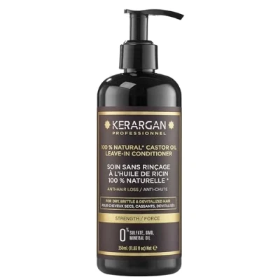 Imagen de Kerargan Tratamiento Diario Anticaída Sin Enjuague con aceite de Ricino Hidratación y Nutrición para Cabello Seco Frágil Enriquecido Aloe Vera sulfato, GMO, mineral 350ml