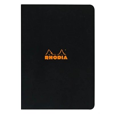Imagen de RHODIA 119169C Cuaderno Piqué Negro A4 Rayado 96 páginas Papel Clairefontaine Blanco 80 g/m Tapa de cartón estucado suave, resistente e impermeable Clásico