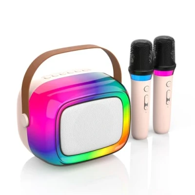 Imagen de GUYUCOM Karaoke per Bambini con 2 Microfono Bambini, 5 Modalità di Illuminazione RGB, Bluetooth è Compatibile Una Varietà Dispositivi, Adatto a 4, 5, 6, 7, 8, 9, 10 Anni