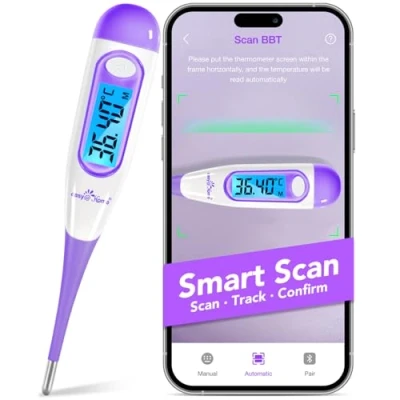 Imagen de Easy@Home Termómetro Basal: de Fertilidad para Medir Temperatura Basal Corporal, Predecir la Ovulación con APP Premon Español Alta Precisión 0.01 Grados Pantalla LED sin Bluetooth