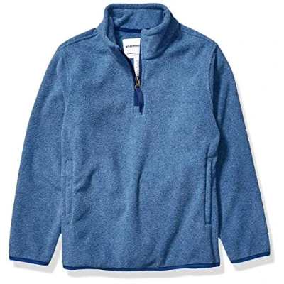 Imagen de Amazon Essentials Chaqueta con Cremallera de un Cuarto Forro Polar Niño, Azul Mezcla, 8 años