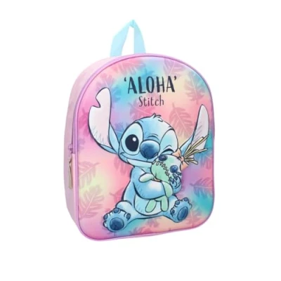 Imagen de mybagstory Mochila 3D stitch para niña rosa Niño Escuela Guardería Talla 32 cm Tirantes ajustables Idea de regalo, Stitch, rosa, Enfant