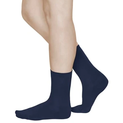 Imagen de vitsocks Calcetines de LANA MERINO Pura Mujer (3 PARES) Suaves Calientes para Invierno, lisos azul marino, 39 42