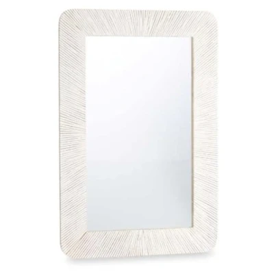 Imagen de Gift Decor Espejo de Pared Blanco Marrón Madera Mango Rayas 90 x 60 2 cm