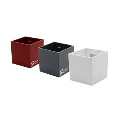 Imagen de KalaMitica Juego de 3 Cubos Magnéticos 6,5 cm Rojo, Blanco, Plomizo Contenedores o Porta Macetas con Imán Potente para Pizarras Magnéticas Pared