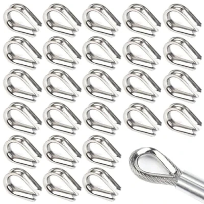 Imagen de 50 Piezas Dedal de Cuerda Alambre M4 Cable Dedales Acero Inoxidable 304 Bucle para 4mm