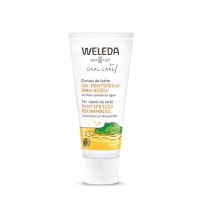 Imagen de Weleda Pasta de Dientes para Niños, Elimina la Placa Bacteriana y Previene Caries, los Leche, 100% Natural, Fórmula a Base Caléndula, Vegana, Sin Gluten, Flúor 50 ml
