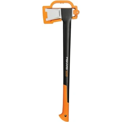 Imagen de Fiskars Hacha 2,4 kg, Con estuche de almacenamiento y transporte, Longitud: 77 cm, Capa antiadherente, Cuchilla acero/Mango fibra vidrio, Negro/Naranja, X25XL, 1015643