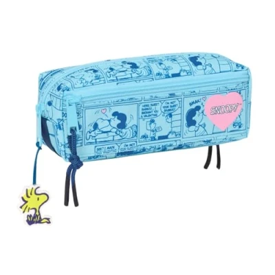 Imagen de Snoopy Love Portatodo Triple Pequeño, Estuche Infantil, Niño, Ideal para Niños en Edad Escolar, Cómodo y Versátil, Calidad Resistencia, 22x6x8.5 cm