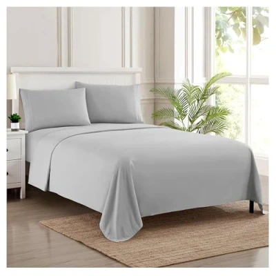 Imagen de Sweet Home Collection 1800 Hilos, Microfibra cepillada Suave de Calidad egipcia Juego Ropa Cama Lujo encimera, sábana Bajera, 2 Fundas Almohada, Encuentra Doble, Plata, Twin, 3