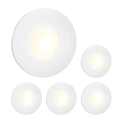 Imagen de ledscom.de 5 LED luz de escalera/plafón empotrable FEX para interiores y exteriores, redondo, 85mm Ø, blanco cálido