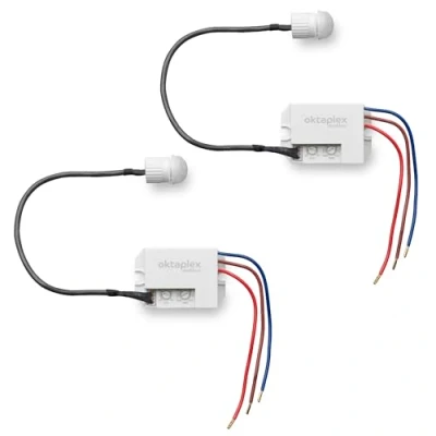 Imagen de Oktaplex Jan Juego de 2 detectores Movimiento empotrables Exterior IP65 / IP20 Sensor infrarrojo 360 pequeño Alcance 8m 230V con crepuscular