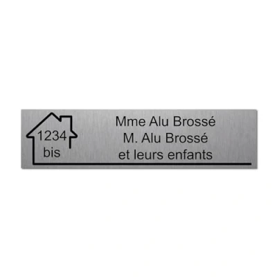 Imagen de Mygoodprice Placa para buzón, grabado de nombre y número, autoadhesiva personalizable, 10 x 2,5 cm, aluminio cepillado