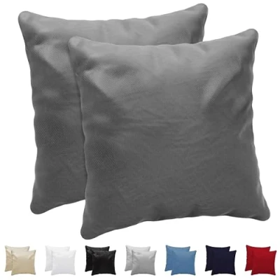 Imagen de Dreamzie Fundas de Almohada (Juego 2) Antracita para Las Almohadas 65 x cm 100% Algodon Jersey Funda Cojin Cama Protector