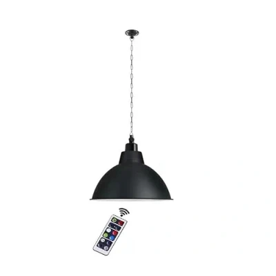 Imagen de lámpara colgante inalámbrica con pilas accesorios para montaje de cadena metal en el techo negro mando a distancia regulable industrial vintage iluminación interior ( Size : 2 packs )