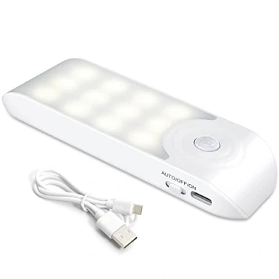 Imagen de TEAMPD Luz Nocturna, Lámpara Nocturna Recargable con Sensor Movimiento (1 PC 12 LED), Luces LED Armario 3 Modos, Cálida para Armario, Gabinete, Pasillo, Escalera, Sótano, Cocina, Garaje
