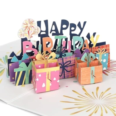 Imagen de CraftWerk 3D Pop Up Card Happy Birthday Tarjeta de vale cumpleaños con sobre divertida efecto sorpresa